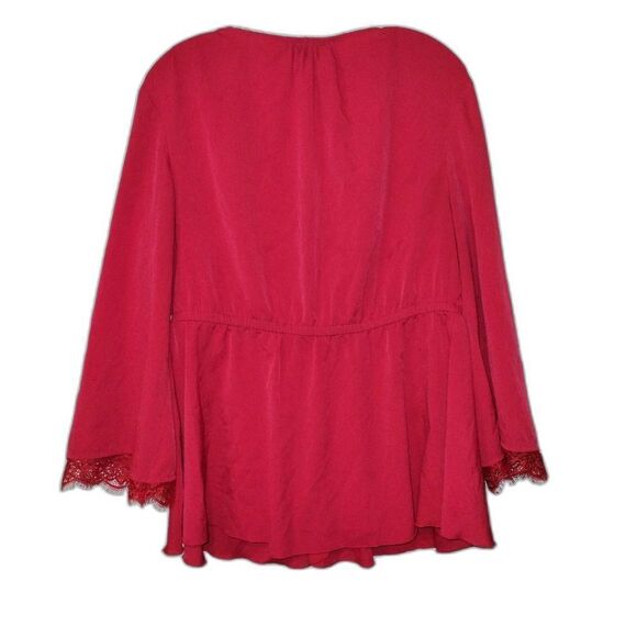 Lane Bryant Red Faux Wrap Blouse - Picture 3 of 9